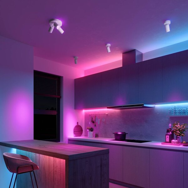 Calex Faretto da soffitto Smart, bianco, Ø 21 cm, a 3 luci, GU10-LED RGBW dimmerabile, Bianco / Opale, Soggiorno / Sala da pranzo, Metallo, Moderno