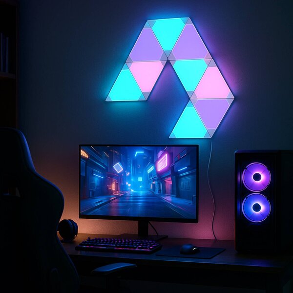 Calex Smart applique a LED TRIANGLES, 9 pezzi, RGBW, dimmerabile, Bianco / Opale, Soggiorno / Sala da pranzo, Plastica, Moderno