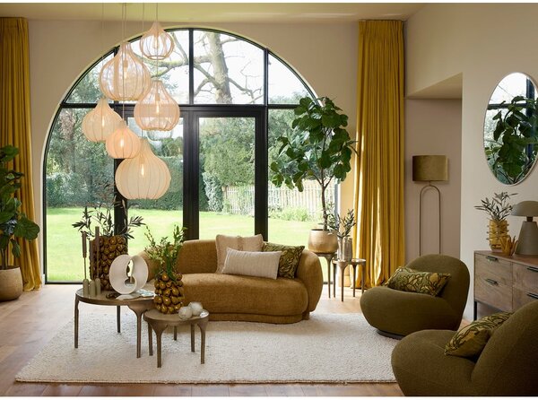 Lampadario beige con paralume in tessuto ø 50 cm Elati - Light & Living