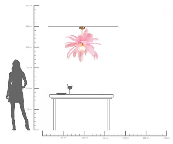 KARE Lampada a sospensione Feather Palm, dimmerabile, Violetto / Fucsia / Rosa, Soggiorno / Sala da pranzo, Design, Lampada a sospensione