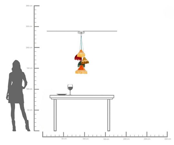 KARE Lampada a sospensione Saloon Fringes, dimmerabile, Multicolore, Soggiorno / Sala da pranzo, Plastica, Design, Lampada a sospensione