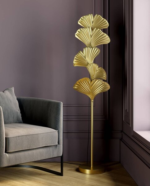 KARE Lampada da terra di design Yuva, Ottone / Oro, Soggiorno / Sala da pranzo, Metallo, Design, Lampada da terra