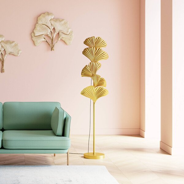 KARE Lampada da terra di design Yuva, Ottone / Oro, Soggiorno / Sala da pranzo, Metallo, Design, Lampada da terra