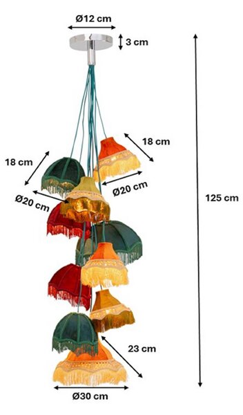 KARE Lampada a sospensione Saloon Fringes, dimmerabile, Multicolore, Soggiorno / Sala da pranzo, Plastica, Design, Lampada a sospensione