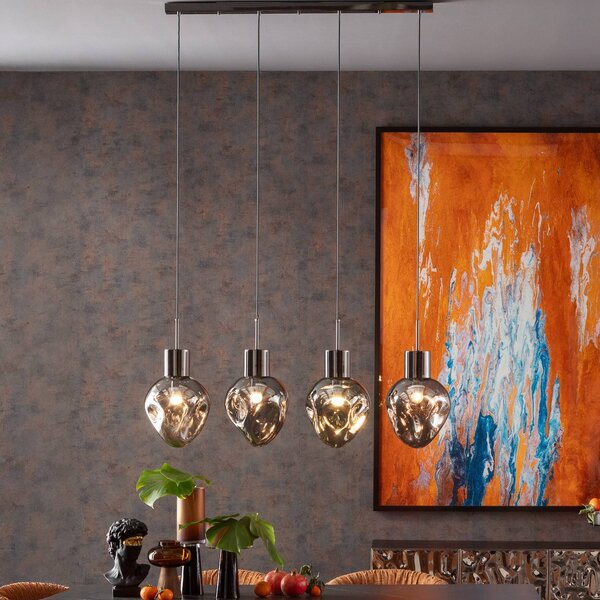 KARE Lampada a sospensione Supernova, dimmerabile, Alluminio / Grigio / Zincato, Soggiorno / Sala da pranzo, Vetro, Design, Lampada a sospensione
