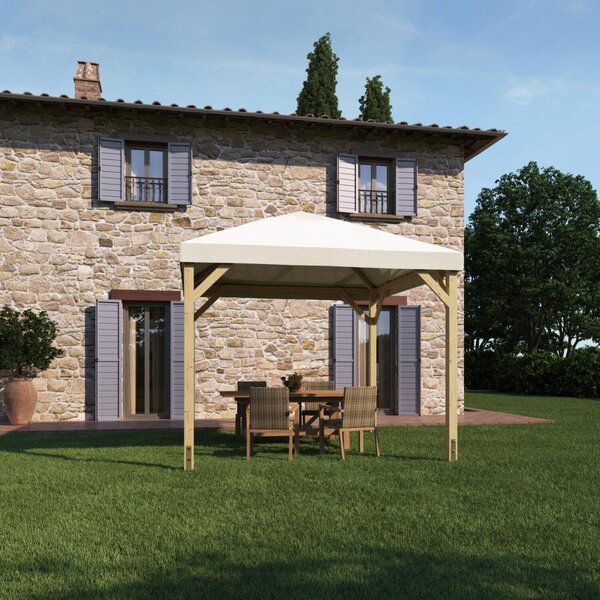Gazebo legno Nikko bianco L 314 cm x P 314 cm, H 3.2 m