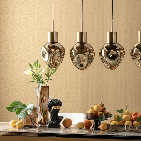 KARE Lampada a sospensione Supernova, dimmerabile, Ottone / Oro, Soggiorno / Sala da pranzo, Vetro, Design, Lampada a sospensione