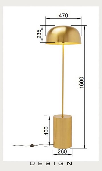 KARE Lampada da terra di design Loungy, Ottone / Oro, Soggiorno / Sala da pranzo, Metallo, Design, Lampada da terra