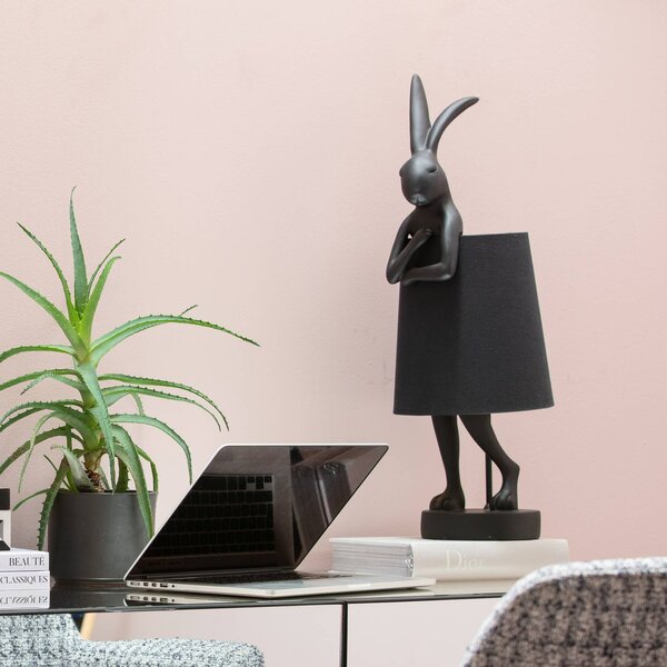 KARE Lampada da tavolo Animal Rabbit, Nero, Soggiorno / Sala da pranzo, Plastica, Design, Lampada da tavolo