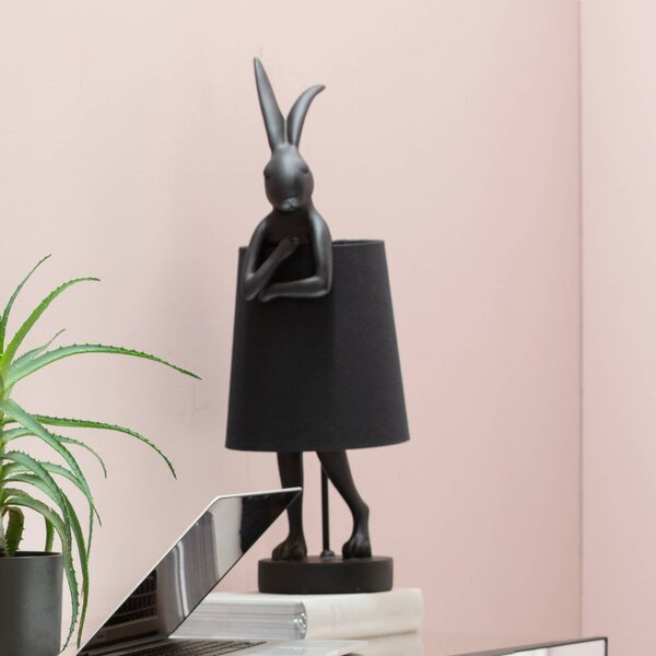 KARE Lampada da tavolo Animal Rabbit, Nero, Soggiorno / Sala da pranzo, Plastica, Design, Lampada da tavolo