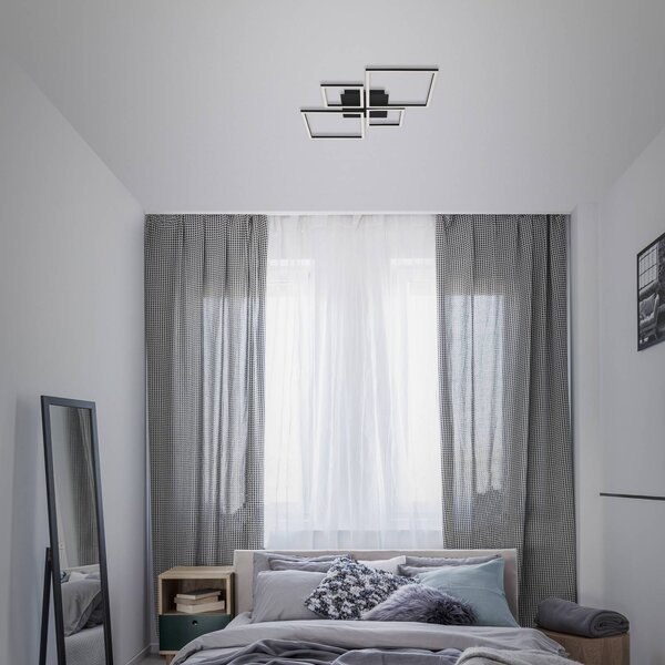 Briloner Plafoniera a LED Frame, dimmerabile, Nero, Soggiorno / Sala da pranzo, Metallo, Moderno, Plafoniera LED