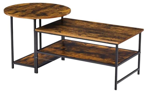 Set di tavolini 2W1 in legno rustico vintage 123X60X51Cm