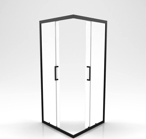 Cabina doccia 90x90 MARWELL Factory 90x90x200 cm - doccia ad angolo Doccia con telaio in alluminio opaco nero - con porta scorrevole