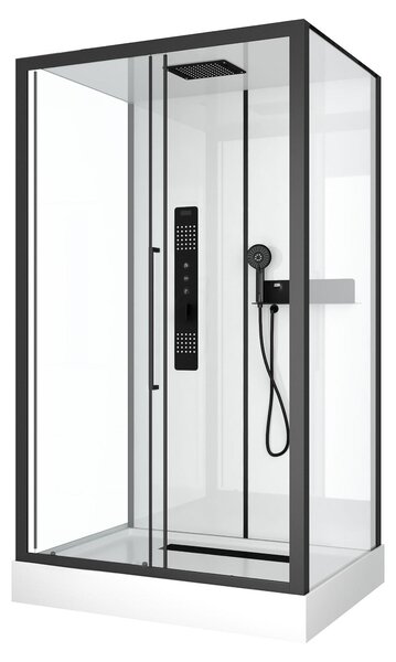 Doccia completa MARWELL Doccia completa bianca Rettangolo 90 x 115 x 215 cm - Set completo incl. piatto doccia e rubinetto - Cabina doccia con ingresso frontale e profilo in alluminio di alta qualità