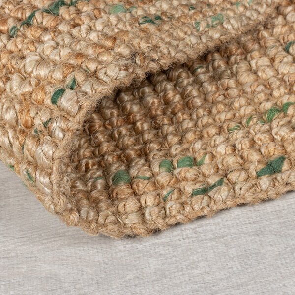 Passatoia verde/di colore naturale in iuta reversibile/tessuta a mano 60x300 cm Jute Boucle Green – Flair Rugs