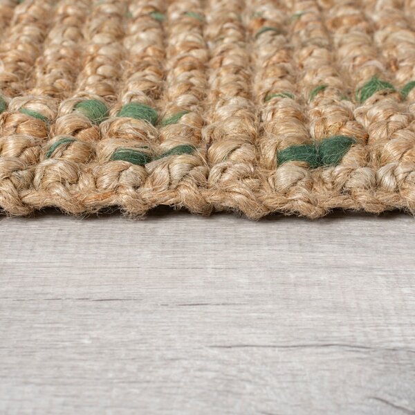 Passatoia verde/di colore naturale in iuta reversibile/tessuta a mano 60x300 cm Jute Boucle Green – Flair Rugs