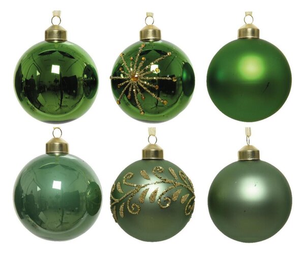 Sfera natalizia in vetro verde Ø 8 cm confezione da 6 pezzi