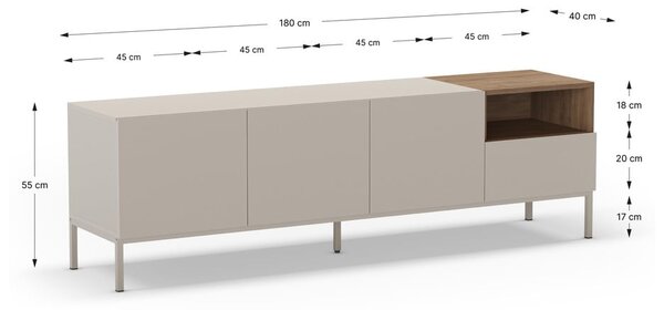 Mobile TV color crema 180x55 cm Cailin - Marckeric