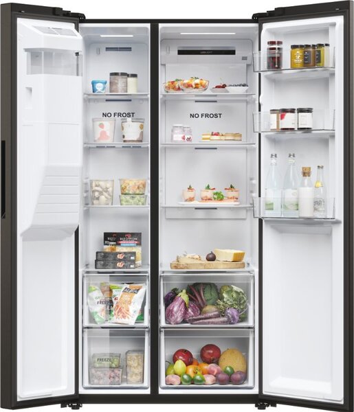 Haier Frigorifero Americano Side by Side Capacit 511 Litri No Frost Classe D colore Nero - HSR5918DIPB