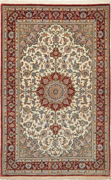 Tappeto Ilaam Persia Medaglione Crema Rosso 100x145 Cm