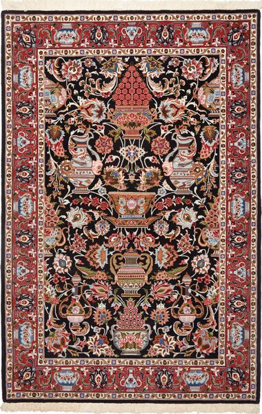 Tappeto Ilaam Persia Astratto Nero Rosso 103x157 Cm