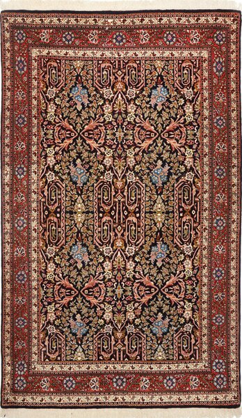 Tappeto Ilaam Persia Floreale Nero Rosso 101x166 Cm