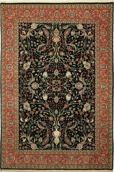 Tappeto Ilaam Persia Floreale Nero Rosso 140x209 Cm