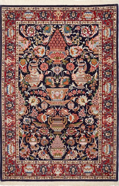 Tappeto Ilaam Persia Floreale Blu Notte Rosso 106x156 Cm