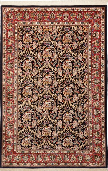 Tappeto Ilaam Persia Floreale Nero Rosso Oro 134x202 Cm