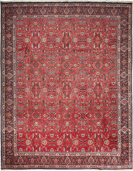 Tappeto Bidjar Con Seta Persia Floreale Rosso Blu 300x385 Cm