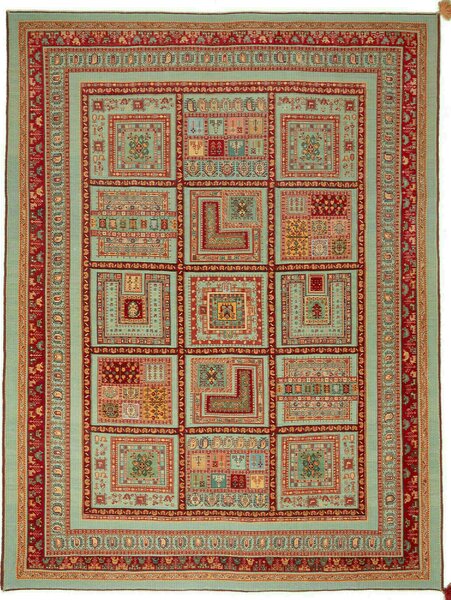 Tappeto Nimbaft Persia Astratto Turchese Acquamarina Rosso Rubino 210x274 Cm