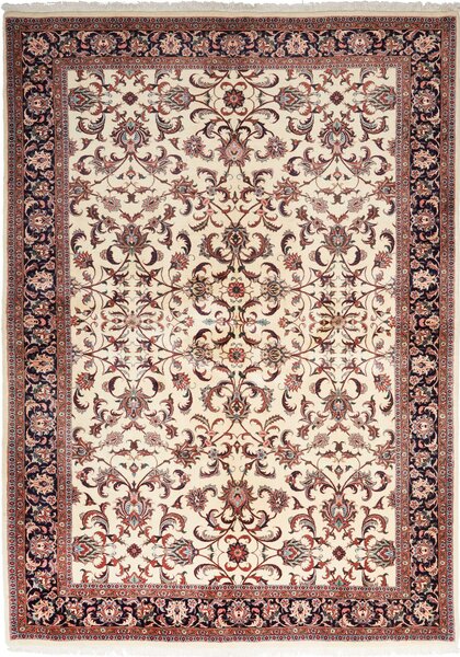 Tappeto Bidjar Con Seta Persia Floreale Crema Bordeaux 170x241 Cm
