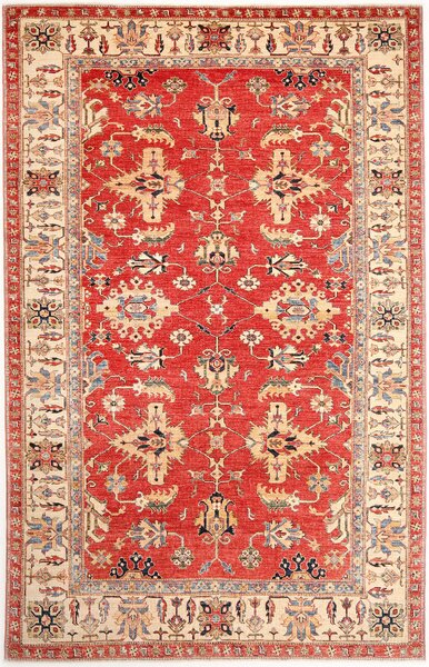 Tappeto Kazak Fine Pakistan Astratto Rosso Beige 202x307 Cm