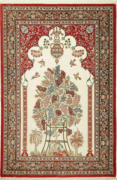 Tappeto Ilaam Persia Floreale Crema Rosso 136x204 Cm