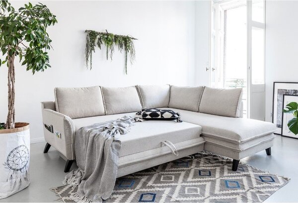 Divano letto angolare beige chiaro L, angolo destro Charming Charlie - Miuform