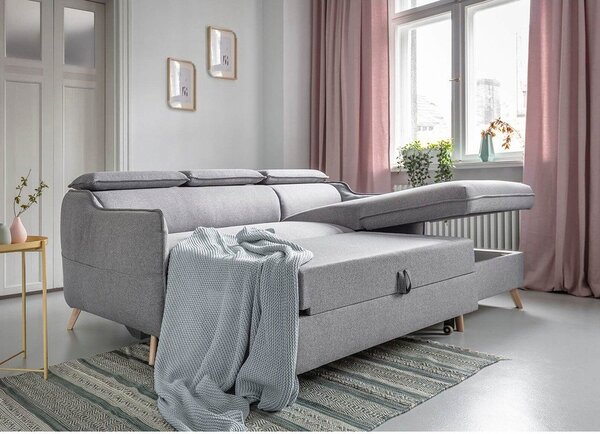 Divano letto angolare grigio chiaro (angolo destro) Sweet Harmony - Miuform