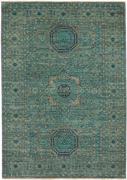 Tappeto Mamlouk Pakistan Astratto Turchese Acquamarina 125x179 Cm