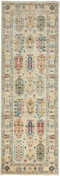 Tappeto Tribal Pakistan Geometrico Beige Multicolore 82x245 Cm
