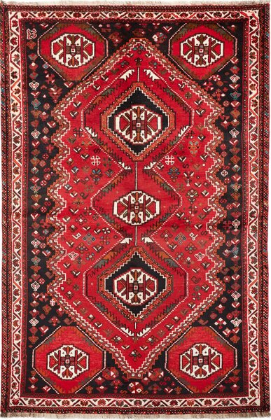 Tappeto Shiraz Persia Geometrico Rosso Nero 172x260 Cm