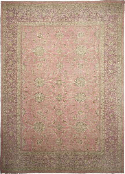 Tappeto Bamyan Pakistan Floreale Rosa Beige 305x419 Cm