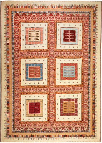 Tappeto Nimbaft Persia Astratto Beige Rosso Blu 250x350 Cm