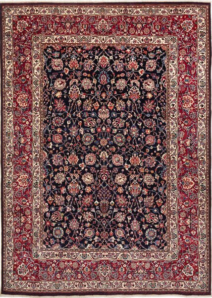 Tappeto Mashad Fine Persia Floreale Blu Rosso 200x273 Cm