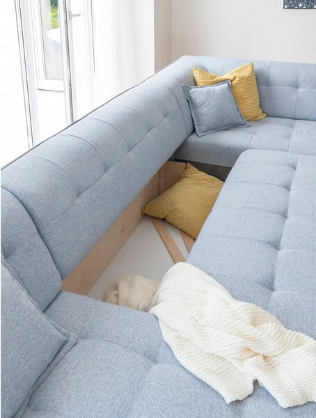 Divano letto a U azzurro, angolo destro Dazzling Daisy - Miuform