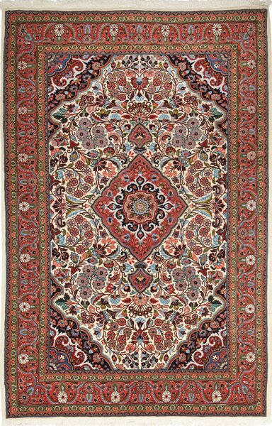 Tappeto Jahrom Persia Medaglione Crema Rosso 137x215 Cm