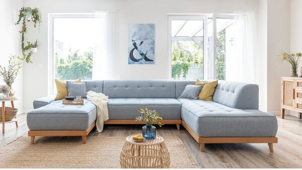 Divano letto a U azzurro, angolo destro Dazzling Daisy - Miuform