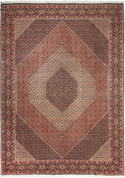Tappeto Bidjar Con Seta Persia Geometrico Rosso Nero 256x355 Cm
