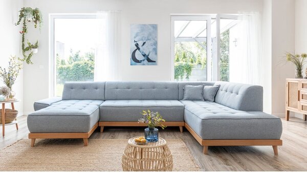 Divano letto a U azzurro, angolo destro Dazzling Daisy - Miuform