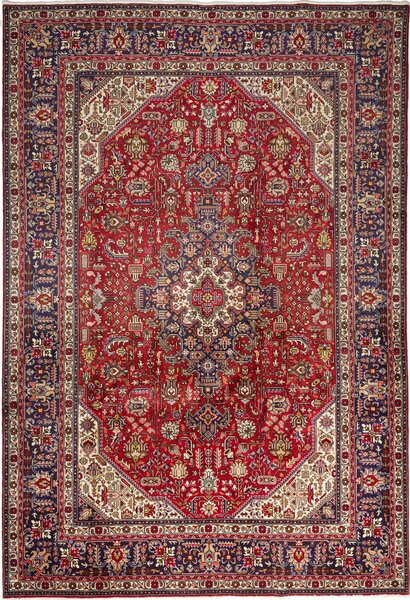 Tappeto Tabriz Persia Medaglione Rosso Blu 203x295 Cm