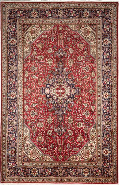 Tappeto Tabriz Persia Medaglione Rosso Blu 200x307 Cm