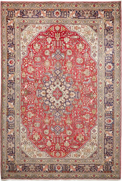 Tappeto Tabriz Persia Medaglione Rosso Blu 203x300 Cm